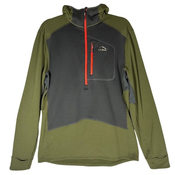 LL Bean Men's Sz M Lightweight Performance Polartec Fleece Half Zip Hoodie - Picture 1 of 9